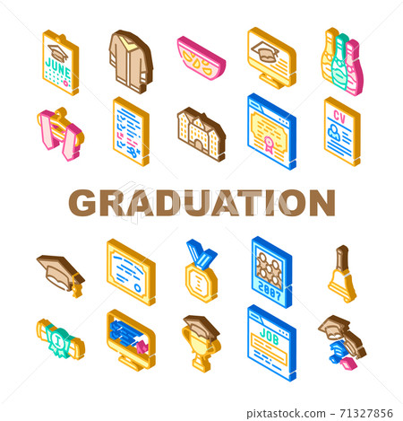 Graduation Education Collection Icons Set Vector Illustrations 71327856