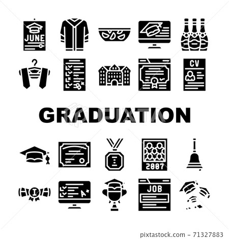 Graduation Education Collection Icons Set Vector Illustrations 71327883