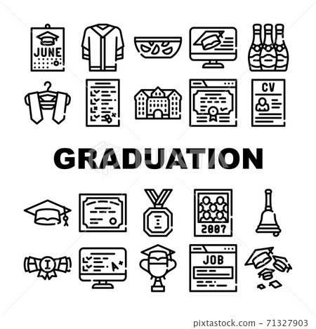 Graduation Education Collection Icons Set Vector Illustrations 71327903