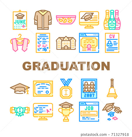 Graduation Education Collection Icons Set Vector Illustrations 71327918