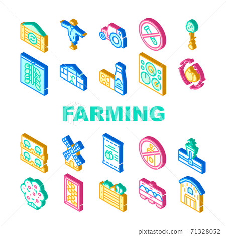 Organic Eco Farming Collection Icons Set Vector 71328052