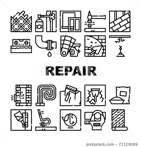 Home Repair Service Collection Icons Set Vector 71328089
