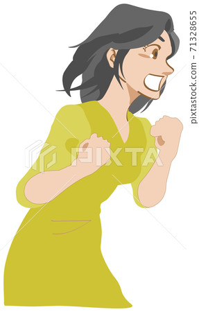 Black-haired woman who supports sports 71328655