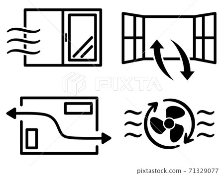 Monochrome ventilation icon set window ventilation fan 71329077