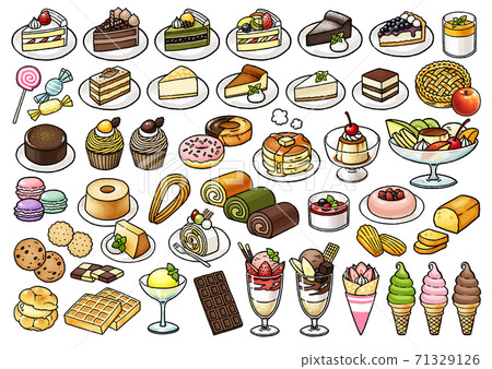 [食物插圖素材]手繪矢量插圖集的可愛的糖果[西方糖果/蛋糕] 71329126