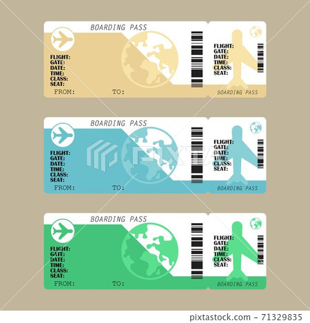Airline boarding pass ticket set, vector illustration in flat style 71329835