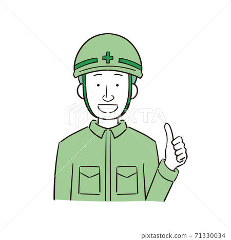舉起他的拇指一名工人的插圖 71330034