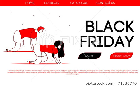 Modern cartoon flat characters customers Black 71330770