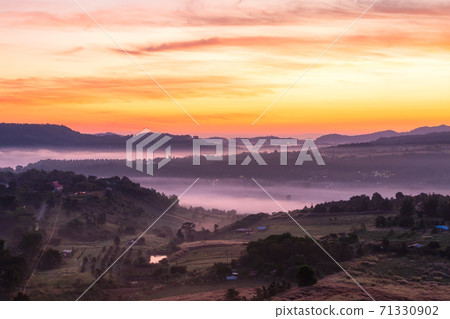 Top views landscape with the mist at Khao Ta Kean Ngo, Khao Kho District, Phetchabun, Thailand Top views landscape with the mist at Khao Ta Kean Ngo, Khao Kho District, Phetchabun, Thailand 71330902