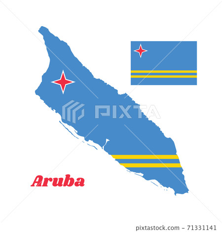 Map outline and flag of Aruba,  71331141