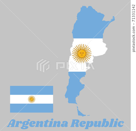 Map outline of Argentina, text name Argentina Republic. 71331142