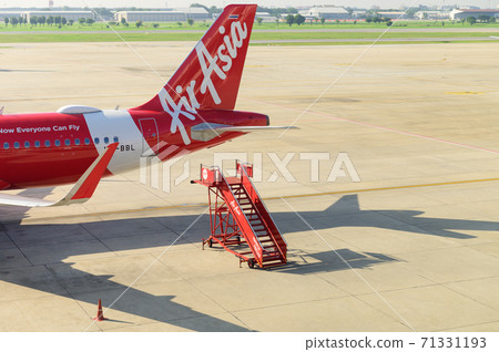 Rear view of Thai Airasia airplane at Don Mueang airport 71331193