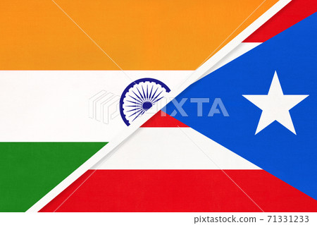 India and Puerto Rico, symbol of national flags from textile. 71331233