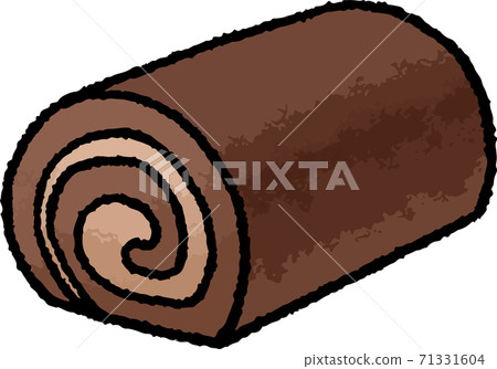 [Food illustration material] Hand-drawn vector illustration of chocolate roll cake 71331604