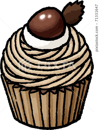[Food illustration material] Hand-painted vector illustration of brown Mont Blanc 71331647