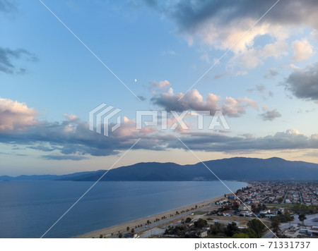 Drone view of sea in Asprovalta village Drone view of sea in Asprovalta village 71331737
