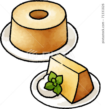 [Food illustration material] Hand-drawn vector illustration of chiffon cake 71331826