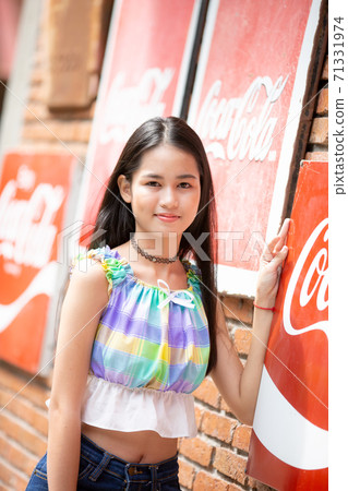 portrait of young charming beautiful girl  with smile, authentic moments of real emotion. 71331974