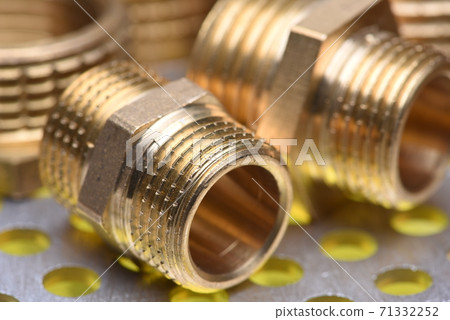 Brass Fittings for Water and Gas Closeup 71332252