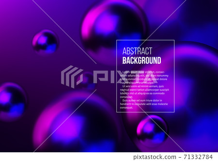 Abstract background with neon shiny blue and purple balls flying in perspective for science and business backdrop or wallpaper. Abstract background with neon shiny blue and purple balls flying in perspective for science and business backdrop or wallpaper. 71332784