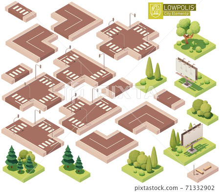 Vector isometric street roads and other elements Vector isometric street roads and other elements 71332902