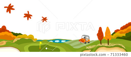 落葉跳舞秋葉秋季高爾夫球場全景 71333460