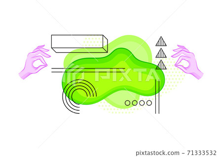 Human Hands with Colorful Abstract Shapes and Contour Geometrical Objects Vector Illustration Human Hands with Colorful Abstract Shapes and Contour Geometrical Objects Vector Illustration 71333532