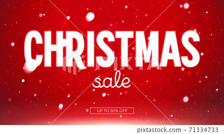 Christmas and New Year sale banner. Vector illustration with falling snow and lights on red background. Transparencies and meshes Christmas and New Year sale banner. Vector illustration with falling snow and lights on red background. Transparencies and meshes 71334733