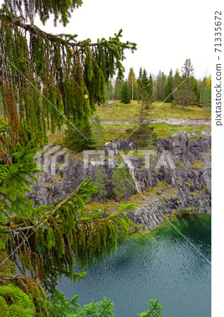 Marble canyon in Mining park Ruskeala at autumn Marble canyon in Mining park Ruskeala at autumn 71335672