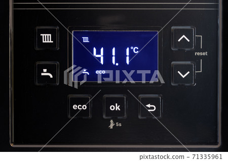 Control panel with display of the working gas boiler for hot water and heating.  71335961