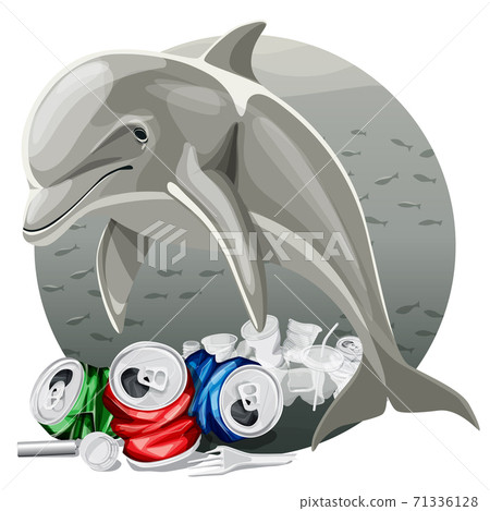 Environment Pollution Illustration And Dolphin Environment Pollution Illustration And Dolphin 71336128