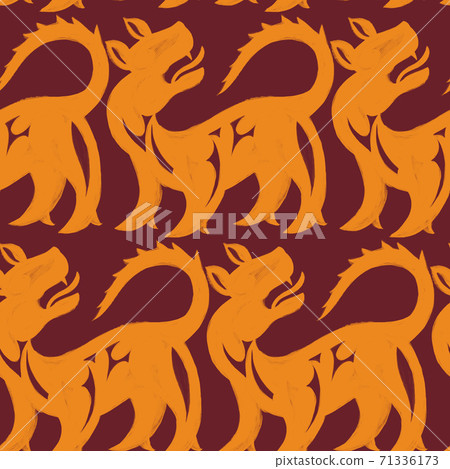 Seamless pattern with animals. Flat lions. Graphic. 71336173