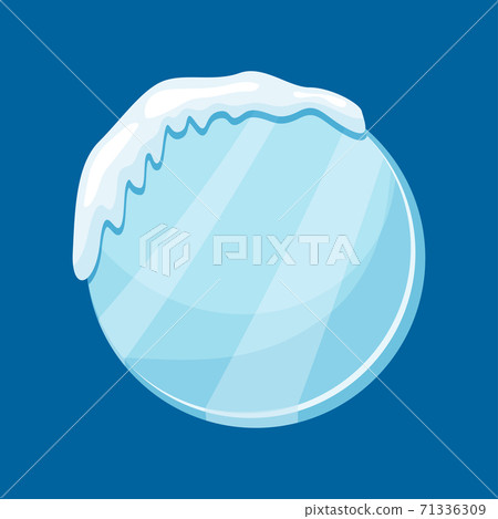 Snow frozen icicle round banner with snow drifts vector Snow frozen icicle round banner with snow drifts vector 71336309