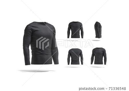 Blank black longsleeve t-shirt mockup, different views 71336548