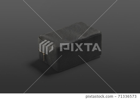 Blank black canvas cosmetic bag mockup lying Stock