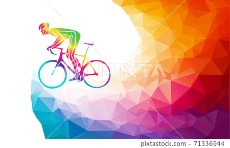 Professional cyclist involved in a bike race. Polygonal low poly Professional cyclist involved in a bike race. Polygonal low poly 71336944