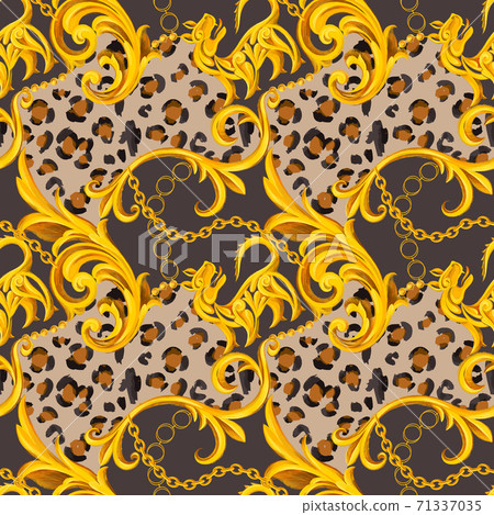 leopard skin texture mixed with Baroque border frame elements leopard skin texture mixed with Baroque border frame elements 71337035