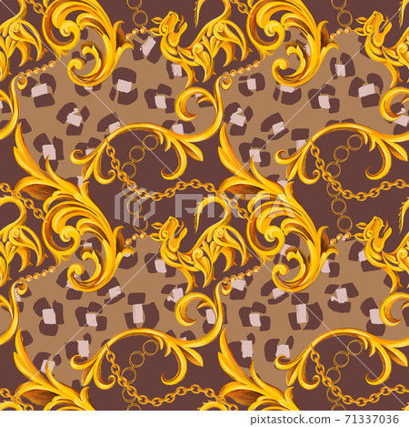 leopard skin texture mixed with Baroque border frame elements leopard skin texture mixed with Baroque border frame elements 71337036