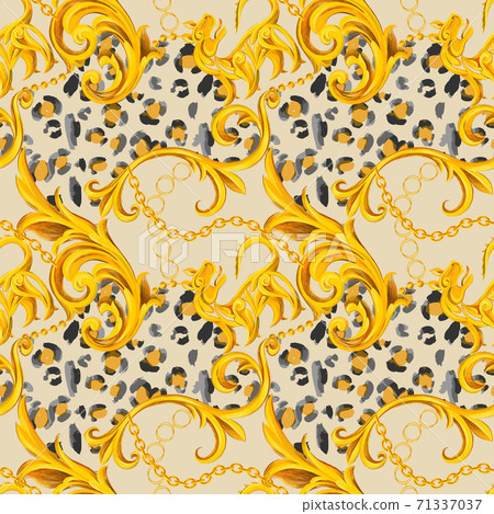 leopard skin texture mixed with Baroque border frame elements leopard skin texture mixed with Baroque border frame elements 71337037