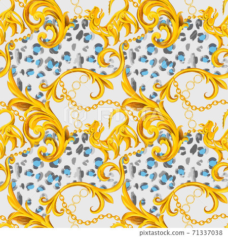 leopard skin texture mixed with Baroque border frame elements leopard skin texture mixed with Baroque border frame elements 71337038