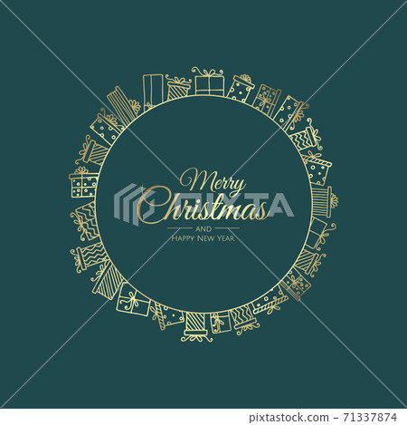 Merry Christmas Abstract Card with Frame. Xmas sale, holiday web banner. 71337874