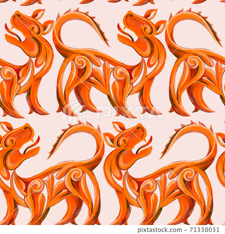 Animal seamless pattern with lions. Animal seamless pattern with lions. 71338031