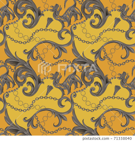 Seamless pattern with decorative heraldic lion Seamless pattern with decorative heraldic lion 71338040