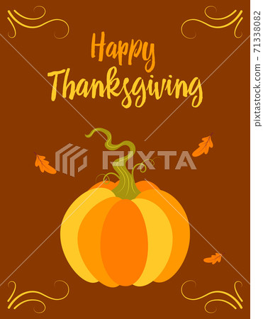 thanksgiving card with pumpkin isolated, vector illustration 71338082