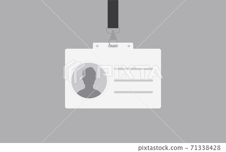 Office ID card template. Working identification card company employee secure pass with personal character information. 71338428