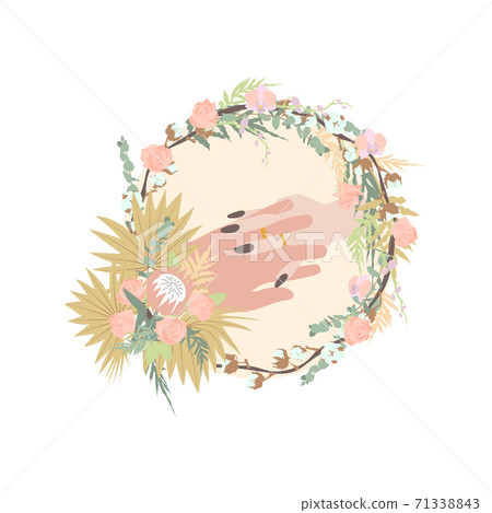 Elegant hand drawn pastel boho wedding wreath. Isolated on white background. Stock vector Elegant hand drawn pastel boho wedding wreath. Isolated on white background. Stock vector 71338843