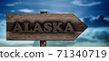 alaska sign on wood arrow 71340719