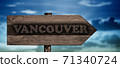vancouver sign on wood arrow 71340724
