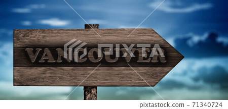 vancouver sign on wood arrow 71340724