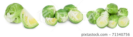 Brussels sprouts and half isolated on white background with clipping path and full depth of field. Set or collection Brussels sprouts and half isolated on white background with clipping path and full depth of field. Set or collection 71340756